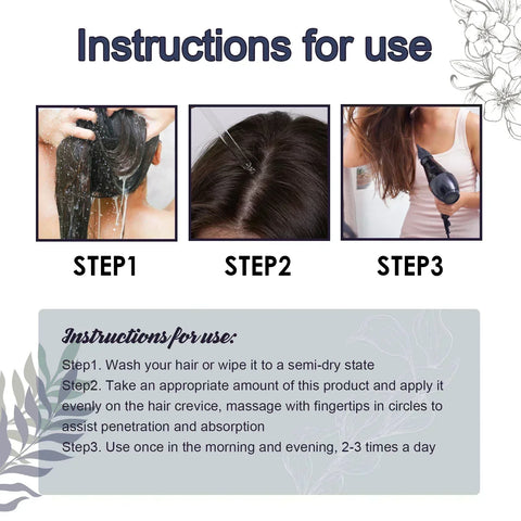 Gray to Black Hair Transformation Promote growth Anti white hair serum Reverses Graying Nourishes Scalp & Follicles