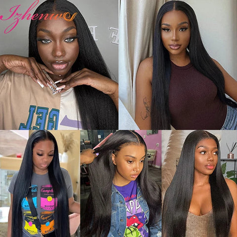 4C Edges Natural Hairline Wig 30 Inch Straight 13x4 360 Transparent Lace Front Human Hair Wigs With Curly Baby Hair Lace Wigs