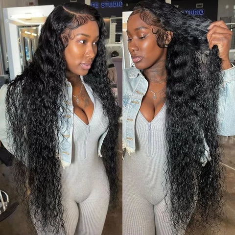 Lafino 40 Inch Deep Wave Frontal Wig 13x6 Hd Lace 13x4 Lace Front Wigs Curly Human Hair Wig Water Wave Black Wig Brazilian Hair