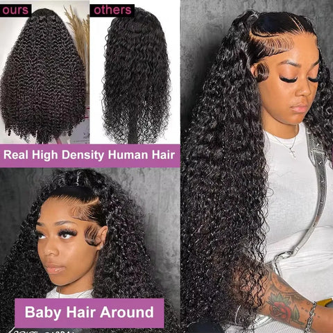 46 44 Inch 13x6 HD Transparent Lace Front Human Hair Wig For Black Women Curly Wig Pre Plucked Deep Wave Water Wave Frontal Wigs
