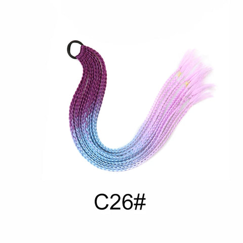 Synthetic 24Inch Y2K Rainbow Horsetail Wig Long Boxing Braid Hair Ponytail Extension High Temperature Fiber Hairpiece for Women