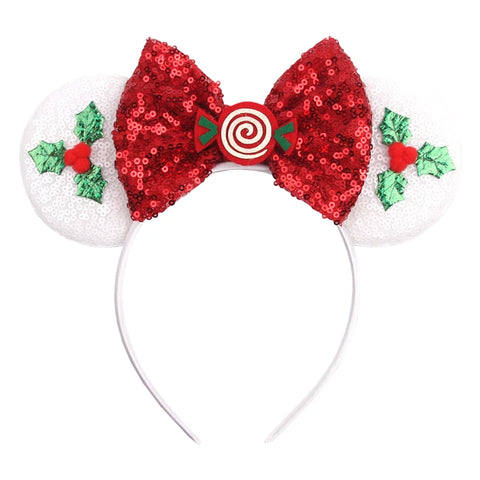 2024 New Christmas Mickey Minnie Mouse Headband Women Disney Ear Hairband Kids Xmas Party Hair Accessories Hot Festival Cosplay