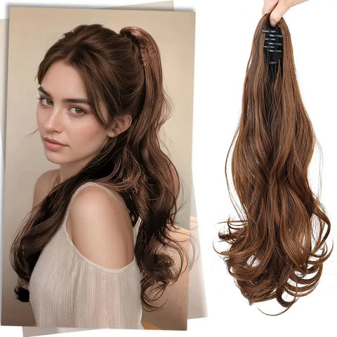 Synthetic Long Curly Ponytail Hair Extension Accessories Claw Clip Black Brown Hair Ponytail Wigs for Women