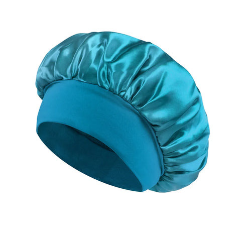 1pc Women's Solid Color Satin Wide-Brimmed Shower Cap, Suitable for Daily Use Silk Bonnet Satin Bonnet Shower Cap