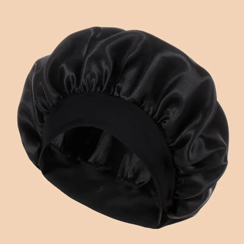 1pc Women's Solid Color Satin Wide-Brimmed Shower Cap, Suitable for Daily Use Silk Bonnet Satin Bonnet Shower Cap