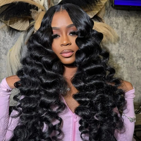 Loose Waves Wig Human Hair Curly Body Wave Human Hair Wigs 13x6 Hd Lace Frontal Wig 250 Density Brazilian With Bleached Knots