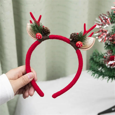 Christmas Hair Hoop Antler Christmas Headwear Hair Band Fashion Red Winter Plush Cute Headband Hair Clip New Hair Accessories