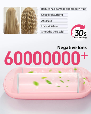 Waver Curling Iron, Beach Waves Curling Wand, Ionic Hair Waver with Anti-Scald Hair Crimper, 2 Barrel Hair Crimper  1.25 Inch