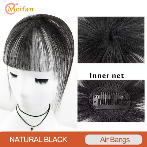 MEIFAN Synthetic Middle Part Topper Hairpiece with Bangs Clip-In Bangs Extension Natural Invisible Clourse Hairpiece for Women