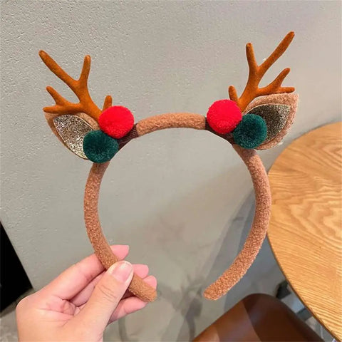 Christmas Hair Hoop Antler Christmas Headwear Hair Band Fashion Red Winter Plush Cute Headband Hair Clip New Hair Accessories