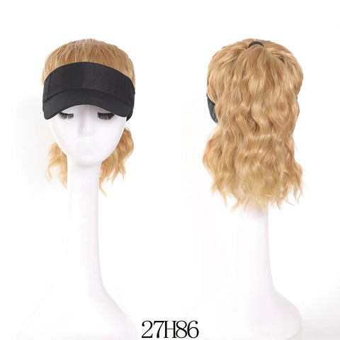 High Temperature Fiber Synthetic Curly Wave Ponytail Wig with Adjustable Buckle Net Baseball Cap - Sporty  for All People