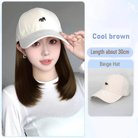 synthetic 30/40cm45cm wig baseball cap long straight hair wig duck tongue cap bobble head curly hair ponytail bob Christmas gift