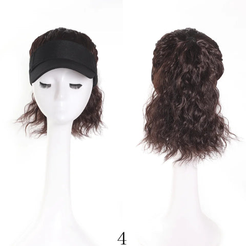 High Temperature Fiber Synthetic Curly Wave Ponytail Wig with Adjustable Buckle Net Baseball Cap - Sporty  for All People