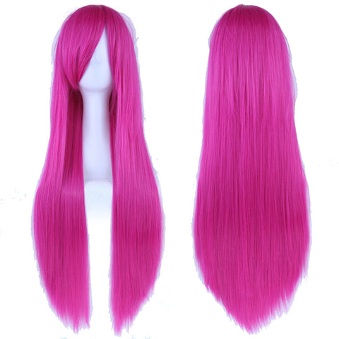Soowee Long Synthetic Hair White Purple Cosplay Wigs Party Black Hair Straight Wig Hairpiece for Women