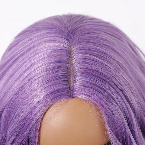 Long Curly Purple Wig Deep Wavy Purple Wig For Fashion Women T-part No Bangs Synthetic Wig Party Cosplay Christmas Use 26 Inch