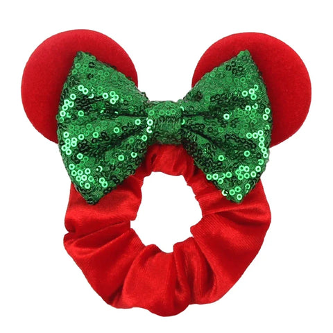 Disney Christmas Day Scrunchies Haarband Vrouwen Elastische Paardenstaart Houder Meisjes Pailletten Strik Kids Haaraccessoires