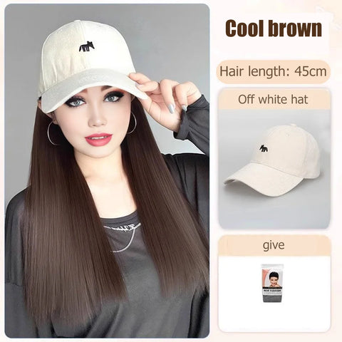 Synthetic12/16/18inch duckweave cap straight hair inward wig baseball capwater wave wig extensions ponytail daily Christmas