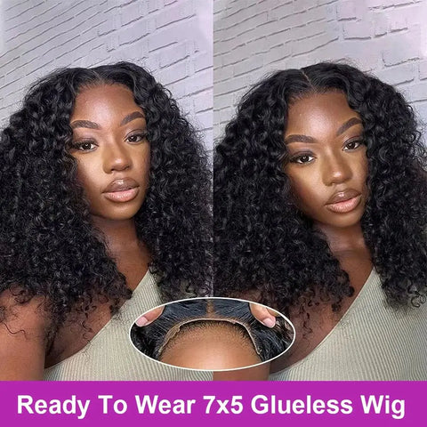 Glueless Bob 7x5 13x4 Glueless wigs human hair Wig Deep Wave 13x6 HD Lace Frontal Wig Glueless Human Hair  Front Curly For Women