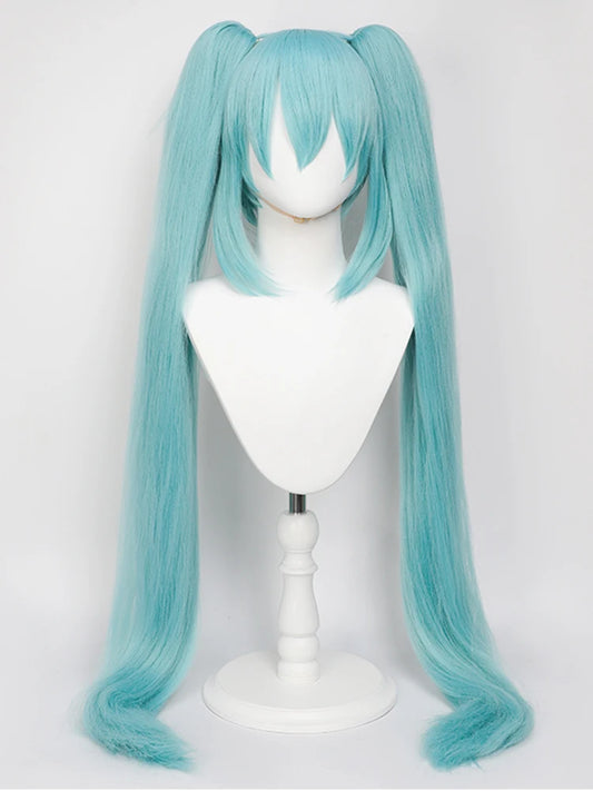Hatsune Miku Anime Cosplay Wig, 110cm Double Ponytail Synthetic Fiber Wig, Halloween, Christmas