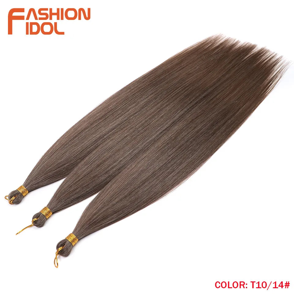 28 Inch 3PCS 300g Yaki Straight Pony Hair Bundles Crochet Braids Hair Synthetic Braiding Hair Ombre Brown Crochet Hair Extension