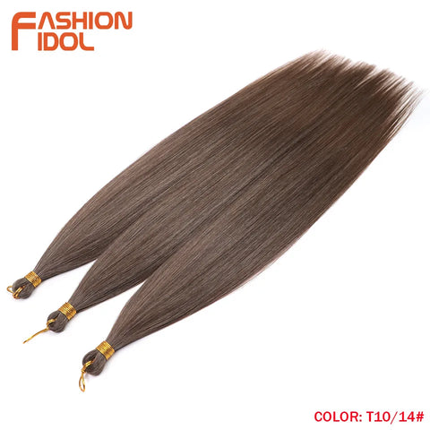 28 Inch 3PCS 300g Yaki Straight Pony Hair Bundles Crochet Braids Hair Synthetic Braiding Hair Ombre Brown Crochet Hair Extension