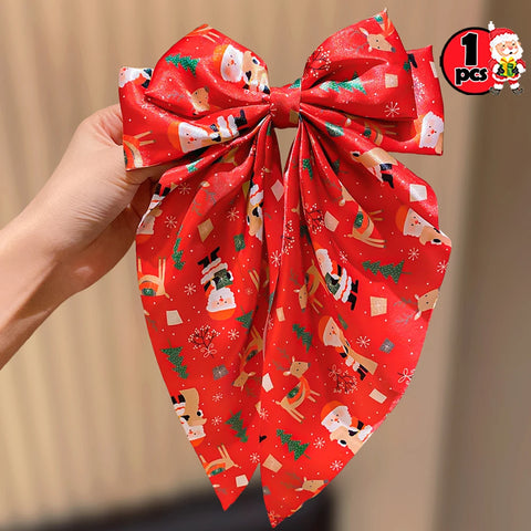 Girls Multicolor Bowknot Hair Clips Christmas Elements Hairpins with Snowflake Santa Claus Reindeer Designs for Holiday Gift