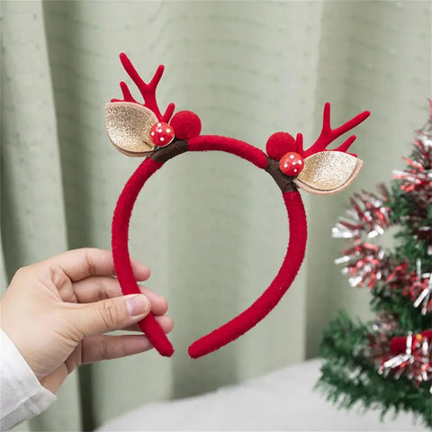 Christmas Hair Hoop Antler Christmas Headwear Hair Band Fashion Red Winter Plush Cute Headband Hair Clip New Hair Accessories
