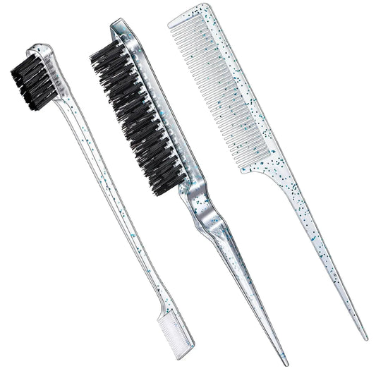 Hair Styling Comb Hair Brush Set, Teasing Edge Brush Rat Tail Comb For Curly/Straight/Wet/Dry/Long/Short Hair