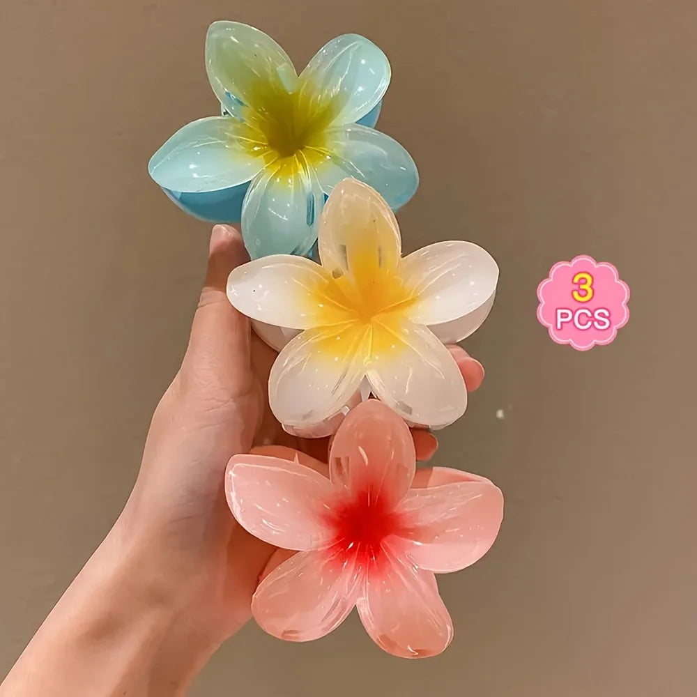 3-piece flower clips – 8 cm non-slip hair clips | Vibrant colors, perfect for party, holiday styling, and gift accessories.
