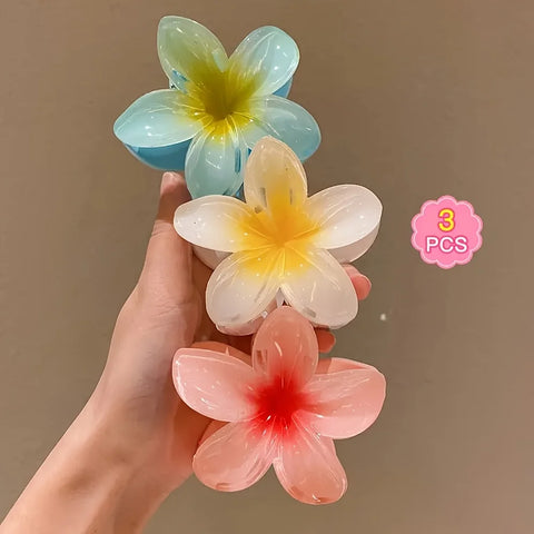 3-piece flower clips – 8 cm non-slip hair clips | Vibrant colors, perfect for party, holiday styling, and gift accessories.