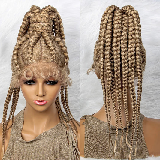 Braided Lace Front Wigs 360 Synthetic Wig 24inches Box Wig Braids African Braiding Hair With Baby Hair Ponytail hair
