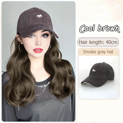 Synthetic12/16/18inch duckweave cap straight hair inward wig baseball capwater wave wig extensions ponytail daily Christmas