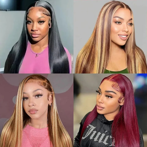 36 38 Inch 13x6 HD Transparent Bone Straight Lace Frontal Wigs 5x5 Glueless Wear and Go Human Hair Wig 200 Density for Women