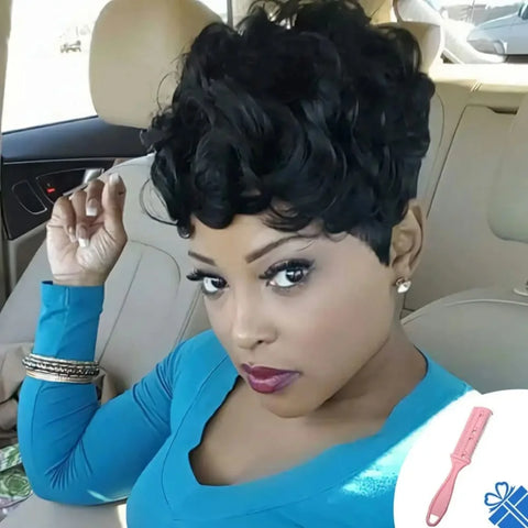 Lolely Dream Curly Pixie Cut Wig Short Bob Wig for Black Women 100% Human Hair Wig Full Machine Made Daily High Quality Wigs