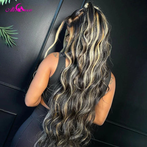 Upgrade 12A Blonde Highlight Wig Human Hair 13X4 13x6 Body Wave Lace Frontal Human Hair Wigs Pre plucked 5x5 Lace Closure Wigs