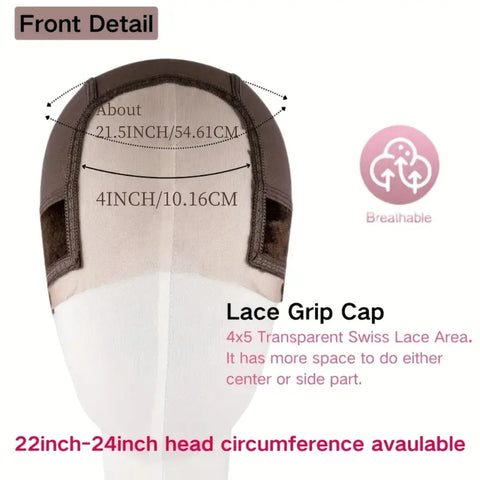 Women Lace Wig Adjustable Grip Cap Wig Caps for Non Slip with Ear-Cutouts Adjustable Velcro Headband,Gift of bandage and brushe