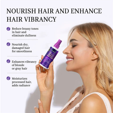 Purple Conditioner Eliminates Brassy Tones,Moisturizer Detangler Spray,Enhances of Blonde Gray Hair Adds Vitality Christmas Gift