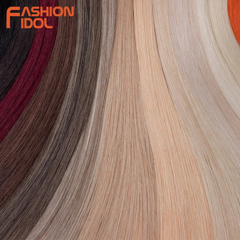 Yaki Straight Hair Extension Salon Natural Synthetic Hair Bundles Colorful High Temperature Fiber Ombre Blonde Fake Hair