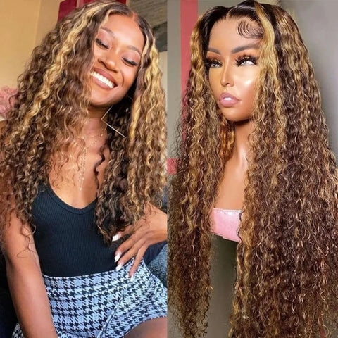 P427 Highlight Wig Human Hair Hd Lace Wig 13X6 Human Hair Deep Wave Frontal Wig Curly P1B30 Lace Front Wig Brazilian 250 Density