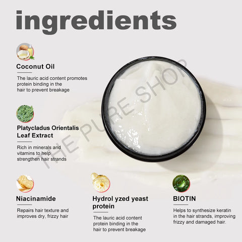 PURC Coconut Oil Hair Mask Smoothing Straightening Keratin Hair Treatments Nourish Repair Damaged Frizz Masks Hair Care Products