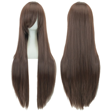 Soowee Long Synthetic Hair White Purple Cosplay Wigs Party Black Hair Straight Wig Hairpiece for Women