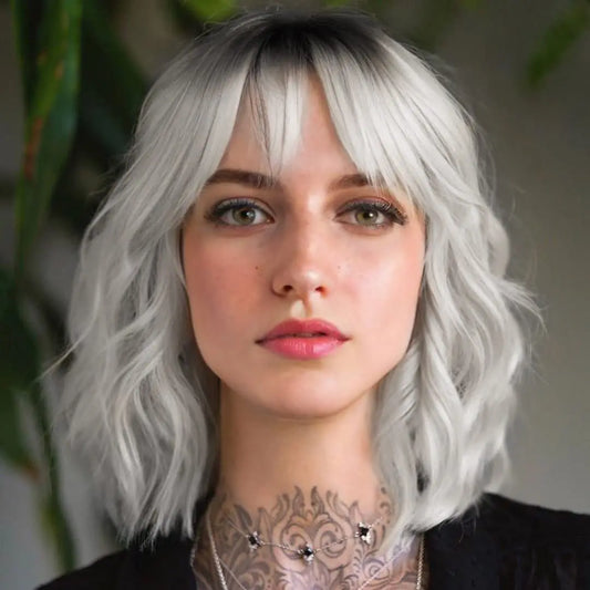 14 Inch Pastel Synthetic Short Wig With Bangs Shoulder Length Wavy Costume Natural Colorful Premium Cosplay For Girls Women