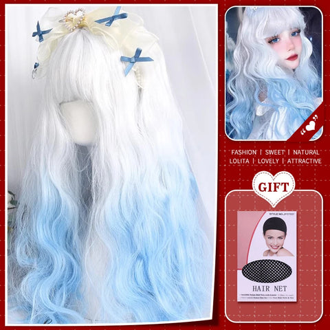 WTB Synthetic Long Straight Hair Black Lolita Wigs with Bangs for Women Fashion Female Cosplay Party Christmas Wigs Multicolor