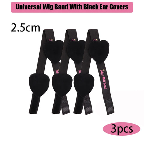 2.5Cm 3Cm 3.5Cm 4Cm Wig Elastic Band With Ear Protector Black Lace Melting Band For Laying Edges Down Adjustable Band 1Pcs 3Pcs