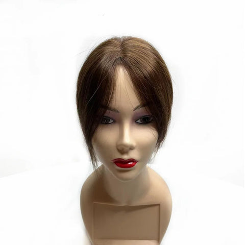 10inch Swiss Lace Invisible Human Hair Toppers Clip In Natural Hairpieces Fringe for Women Mild Hair Loss Volume Hand-woven