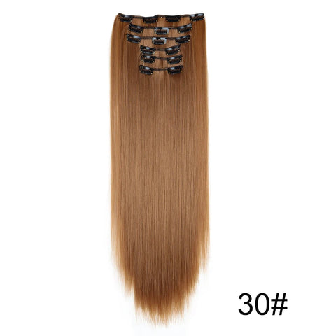 WIGSIN Synthetic 6pcs/set Long Straight Clip-in Hair Extension Invisible Seamless Extension Black Brown Hairpiece for Women