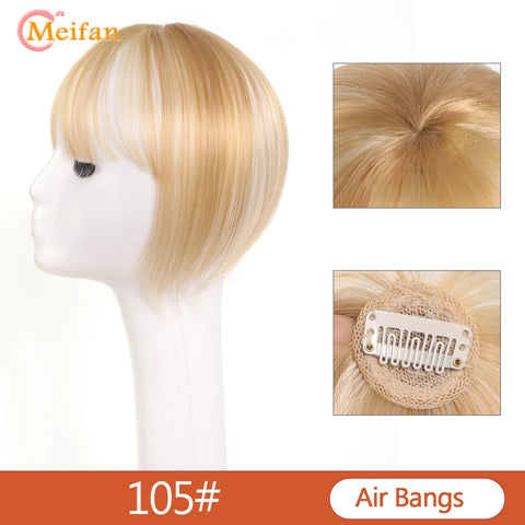 MEIFAN Synthetic Middle Part Topper Hairpiece with Bangs Clip-In Bangs Extension Natural Invisible Clourse Hairpiece for Women