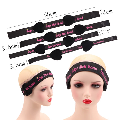 2.5Cm 3Cm 3.5Cm 4Cm Wig Elastic Band With Ear Protector Black Lace Melting Band For Laying Edges Down Adjustable Band 1Pcs 3Pcs
