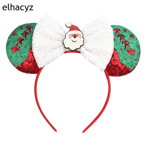 2024 New Christmas Mickey Minnie Mouse Headband Women Disney Ear Hairband Kids Xmas Party Hair Accessories Hot Festival Cosplay