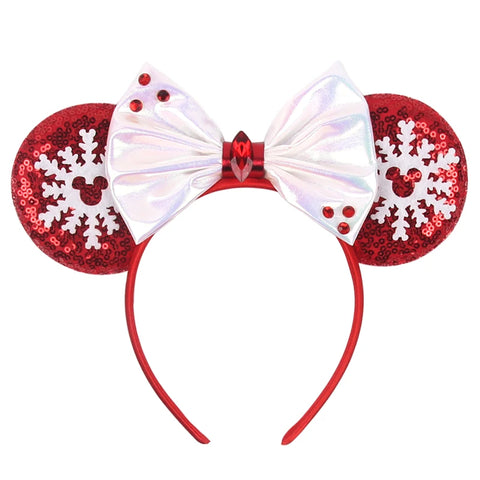2024 New Christmas Mickey Minnie Mouse Headband Women Disney Ear Hairband Kids Xmas Party Hair Accessories Hot Festival Cosplay